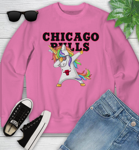 Chicago Bulls NBA Basketball Funny Unicorn Dabbing Sports Youth Sweatshirt 7