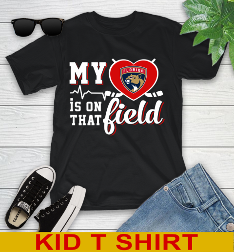 NHL My Heart Is On That Field Hockey Sports Florida Panthers Youth T-Shirt