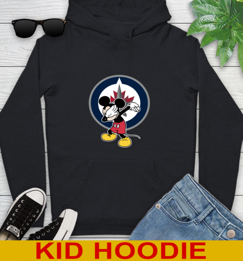 Winnipeg Jets NHL Hockey Dabbing Mickey Disney Sports Youth Hoodie 2