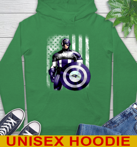 Baltimore Ravens NFL Football Captain America Marvel Avengers American Flag Shirt Hoodie 8
