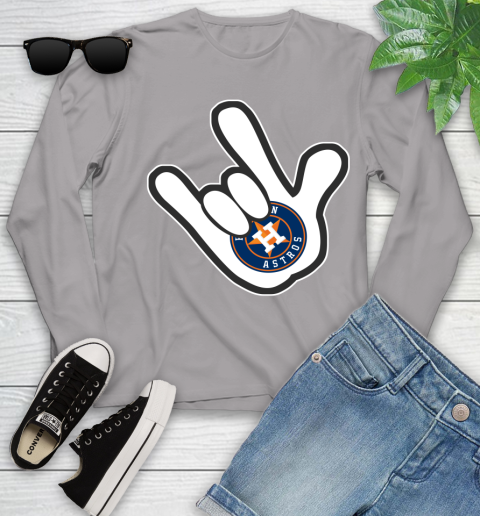 Houston Astros MLB Baseball Mickey Rock Hand Disney Youth Long Sleeve 5