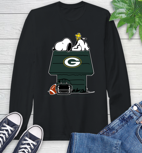 Green Bay Packers NFL Football Snoopy Woodstock The Peanuts Movie Long Sleeve T-Shirt 2