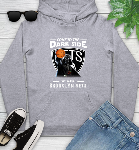 NBA Come To The Dark Side We Have Brooklyn Nets Star Wars Darth Vader Basketball Youth Hoodie 6