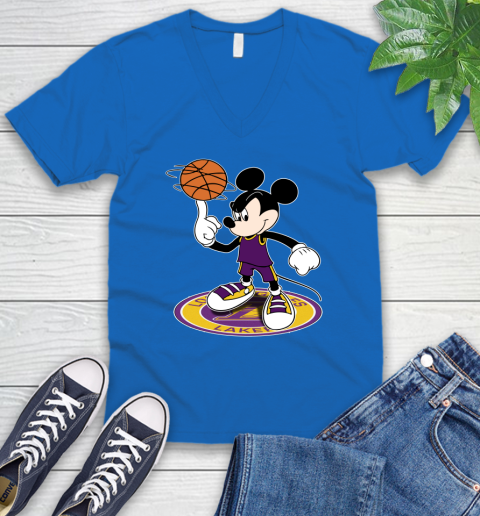 NBA Basketball Los Angeles Lakers Cheerful Mickey Disney Shirt V-Neck T-Shirt 7 NBA Basketball Los Angeles Lakers Cheerful Mickey Disney Shirt V-Neck T-Shirt - Image 7