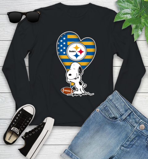 Pittsburgh Steelers NFL Football The Peanuts Movie Adorable Snoopy Youth Long Sleeve 2