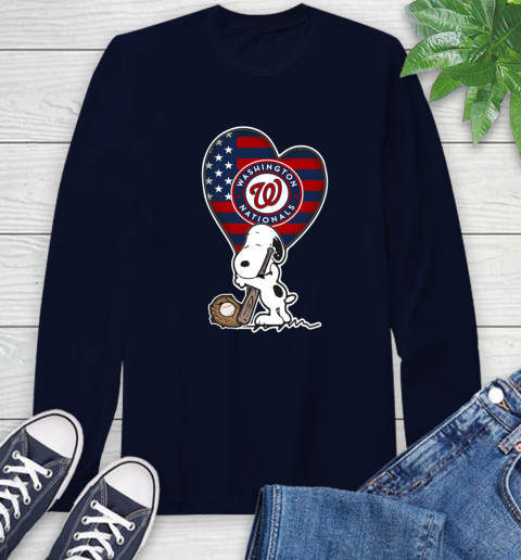 Washington Nationals MLB Baseball The Peanuts Movie Adorable Snoopy Long Sleeve T-Shirt 4
