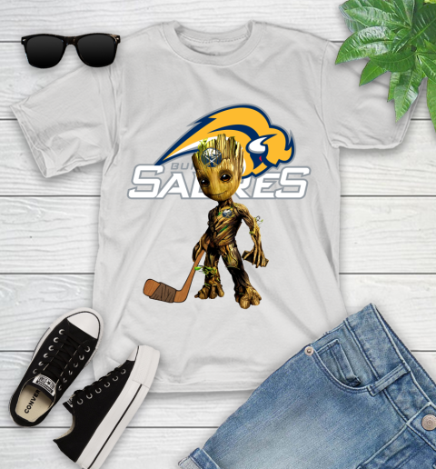 Buffalo Sabres NHL Hockey Groot Marvel Guardians Of The Galaxy Youth T-Shirt
