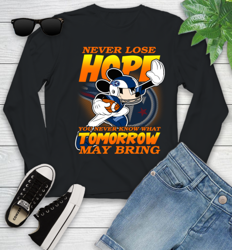Tennessee Titans NFL Football Mickey Disney Never Lose Hope Youth Long Sleeve