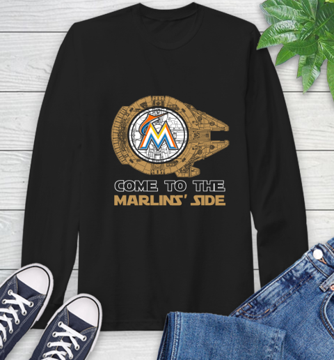 MLB Come To The Miami Marlins Side Star Wars Baseball Sports Long Sleeve T-Shirt