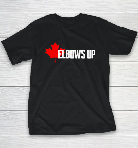 Elbows Up Canada True North Strong and Free Proud Canadian Youth T-Shirt