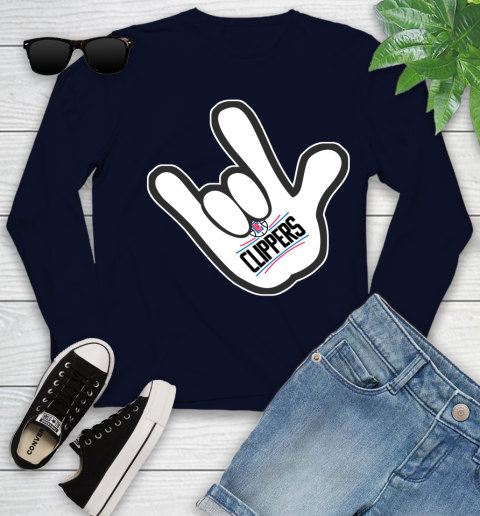 LA Clippers NBA Basketball Mickey Rock Hand Disney Youth Long Sleeve 3