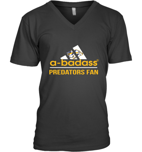 NHL A Badass Nashville Predators Fan Adidas Hockey Sports V-Neck T-Shirt