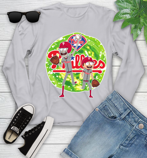 MLB Philadelphia Phillies Rick And Morty Baseball Sports Youth Long Sleeve 5