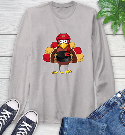 Calgary Flames Turkey Thanksgiving Day Long Sleeve T-Shirt 12