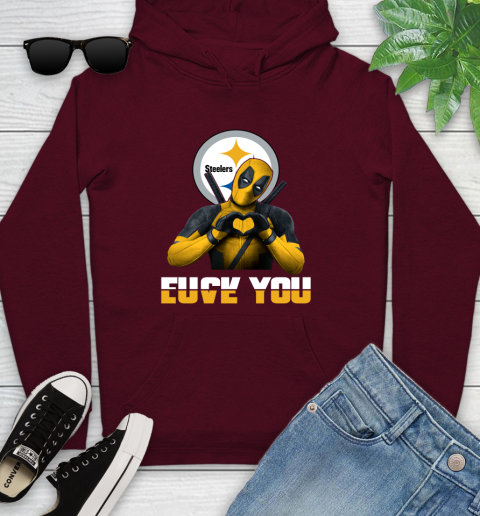 NHL Pittsburgh Steelers Deadpool Love You Fuck You Football Sports Youth Hoodie 7