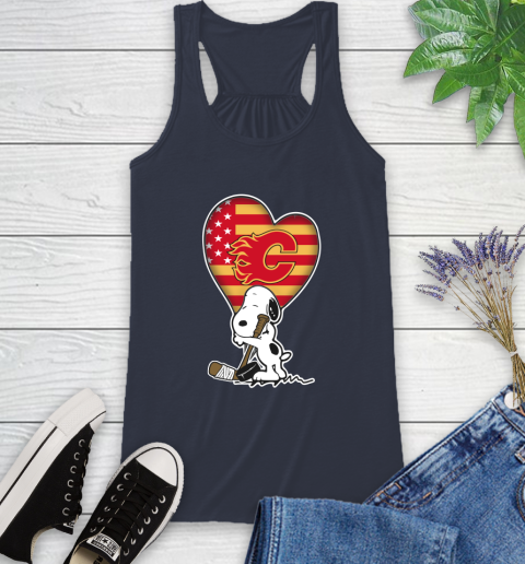 Calgary Flames NHL Hockey The Peanuts Movie Adorable Snoopy Racerback Tank 12