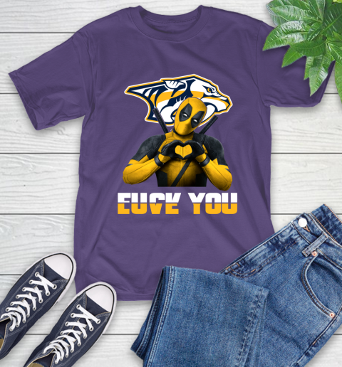 NHL Nashville Predators Deadpool Love You Fuck You Hockey Sports T-Shirt 5