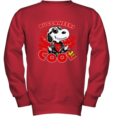 nlj0 tampa bay buccaneers snoopy joe cool were awesome shirt youth sweatshirt 47 front red