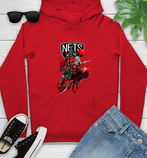 NBA Deadpool Marvel Comics Sports Basketball Brooklyn Nets Youth Hoodie 11