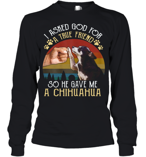 I Asked GOD For True Friend He Sent Me Chihuahua Vintage 2020 shirt Youth Long Sleeve