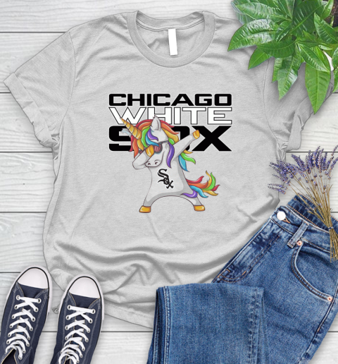 Chicago White Sox MLB Baseball Funny Unicorn Dabbing Sports Women's T-Shirt