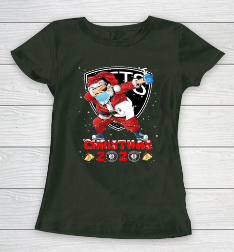 Brooklyn Nets Funny Santa Claus Dabbing Christmas 2020 NBA Women's T-Shirt 4