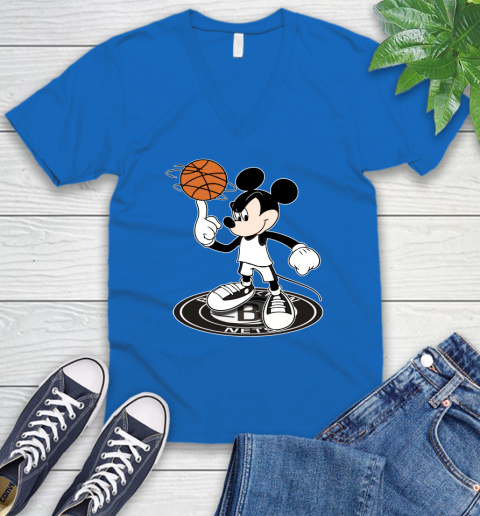 NBA Basketball Brooklyn Nets Cheerful Mickey Disney Shirt V-Neck T-Shirt 6