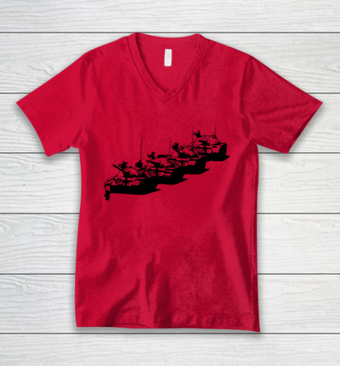 Tank Man Art V-Neck T-Shirt 3