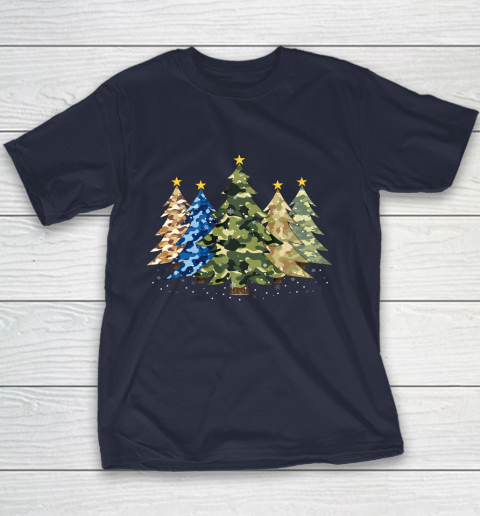 Camo Print Christmas Trees with Camouflage Print Xmas Youth T-Shirt 2