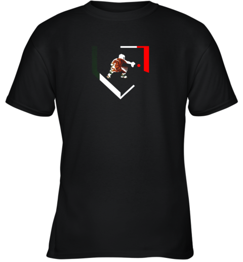 Mexico Baseball Catcher TShirt Mexican Flag Home Plate Youth T-Shirt