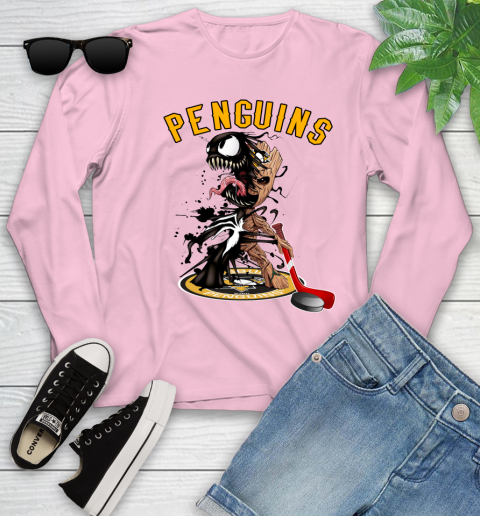 NHL Pittsburgh Penguins Hockey Venom Groot Guardians Of The Galaxy Youth Long Sleeve 10