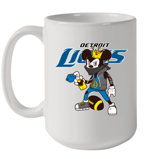 Detroit Lions NFL Football Mickey Peace Sign Sports Ceramic Mug 15oz