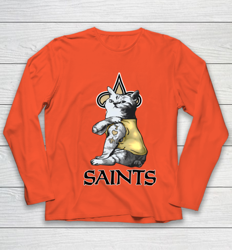 NFL Football My Cat Loves New Orleans Saints Youth Long Sleeve 3