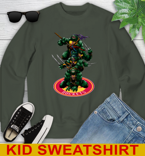 NBA Basketball Houston Rockets Teenage Mutant Ninja Turtles Shirt Youth Sweatshirt 9