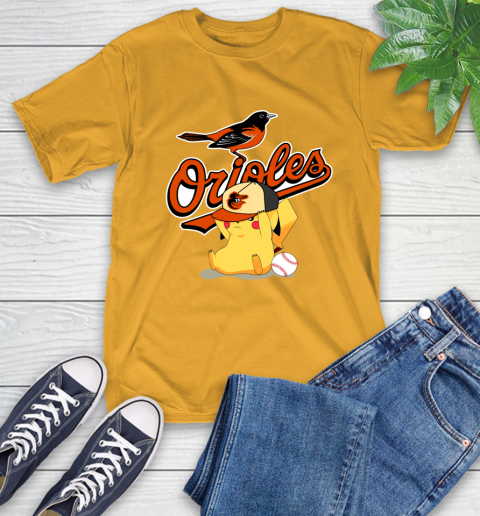 MLB Pikachu Baseball Sports Baltimore Orioles T-Shirt 3