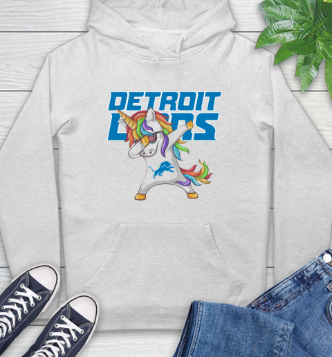 Detroit Lions NFL Football Funny Unicorn Dabbing Sports Hoodie