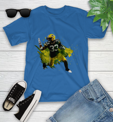 Aaron Jones Running Green Bay Packers Youth T-Shirt 12