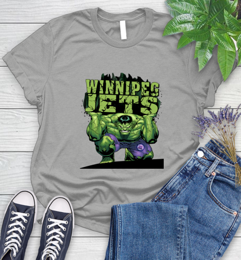 Winnipeg Jets NHL Hockey Incredible Hulk Marvel Avengers Sports Women's T-Shirt 10