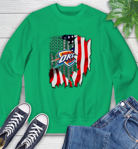 Oklahoma City Thunder NBA Basketball American Flag Sweatshirt 7