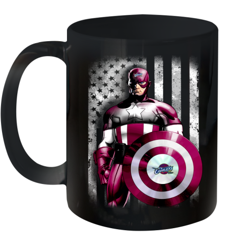 Cleveland Cavaliers NBA Basketball Captain America Marvel Avengers American Flag Shirt Ceramic Mug 11oz