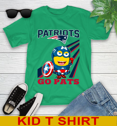 NFL Football New England Patriots Captain America Marvel Avengers Minion Shirt Youth T-Shirt 7