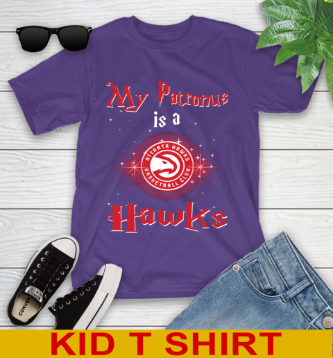 NBA Basketball Harry Potter My Patronus Is A Atlanta Hawks Youth T-Shirt 3