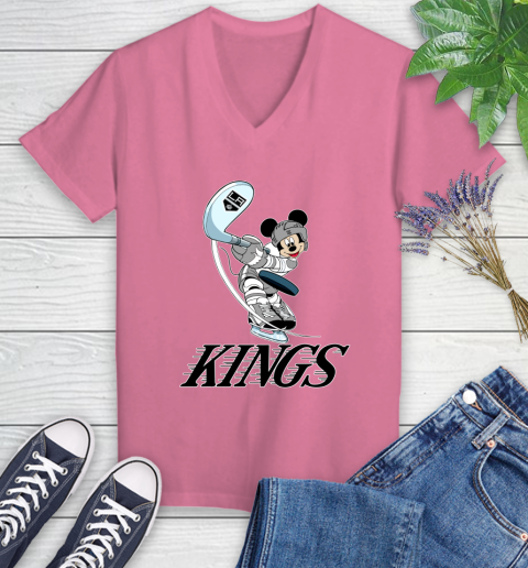NHL Hockey Los Angeles Kings Cheerful Mickey Mouse Shirt Women's V-Neck T-Shirt 11