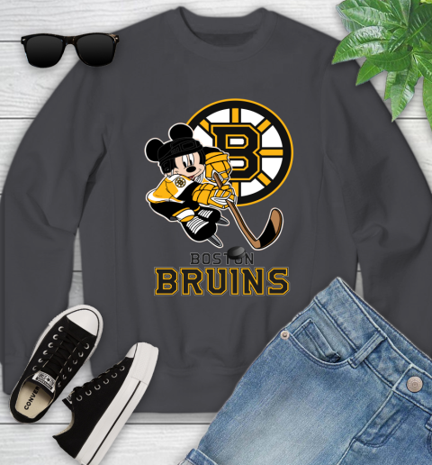 NHL Boston Bruins Mickey Mouse Disney Hockey T Shirt Youth Sweatshirt 6
