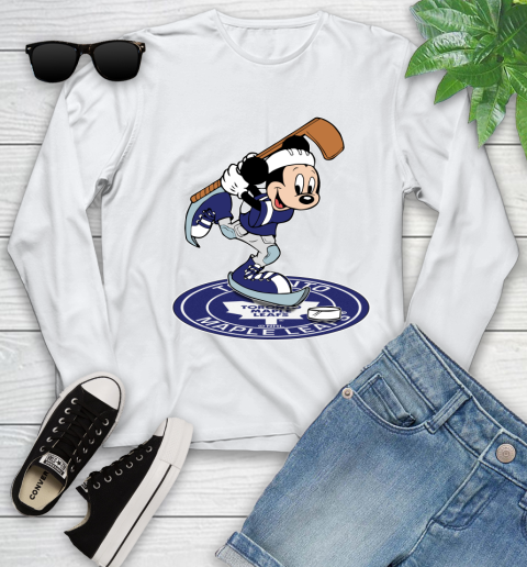 NHL Hockey Toronto Maple Leafs Cheerful Mickey Disney Shirt Youth Long Sleeve - Image 3