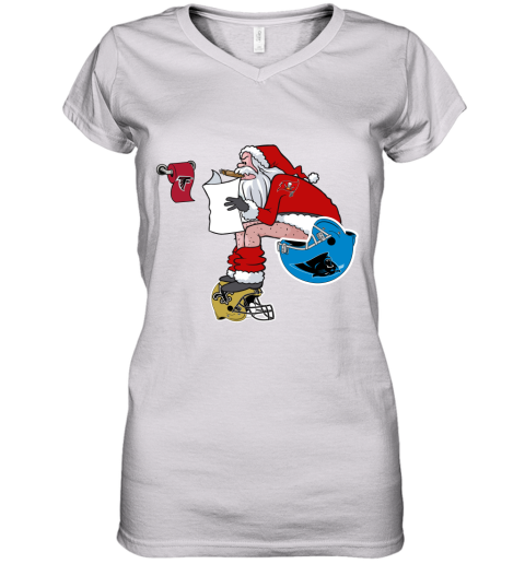 Santa Claus Tampa Bay Buccaneers Shit On Other Teams Christmas Women's V-Neck T-Shirt