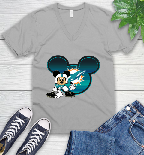 NFL Miami Dolphins Mickey Mouse Disney Football T Shirt V-Neck T-Shirt 4