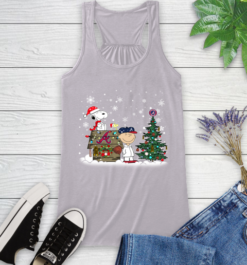 MLB Atlanta Braves Snoopy Charlie Brown Christmas Baseball Commissioner's Trophy Racerback Tank 4