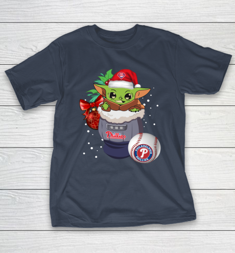 Philadelphia Phillies Christmas Baby Yoda Star Wars Funny Happy MLB T-Shirt 5
