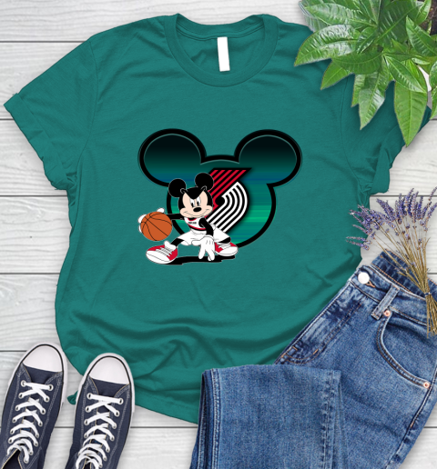 NBA Portland Trail Blazers Mickey Mouse Disney Basketball Women's T-Shirt 12